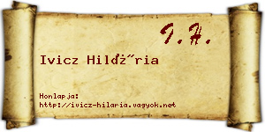 Ivicz Hilária névjegykártya